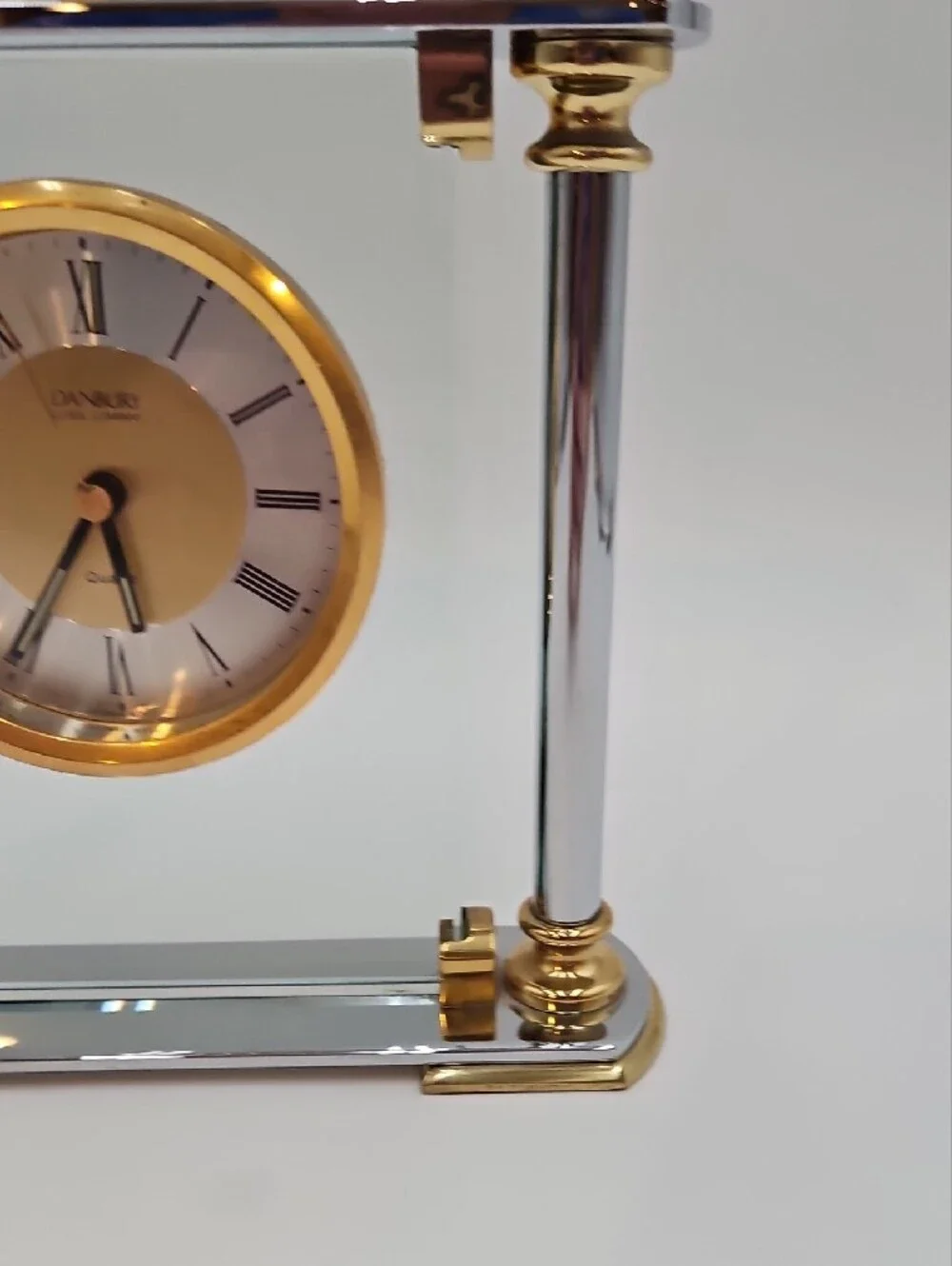 Danbury Clock Co. Glass and Gold Mantel Clock - Gold & Silver Accent